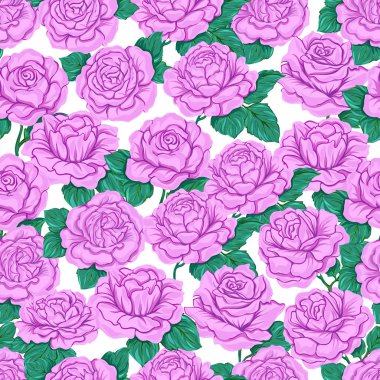 Dikişsiz desen, arka plan üzerinde beyaz izole pembe güllü 