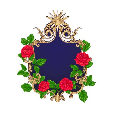 Rokoko ulaşmak pinkroses ve metin için yer ile dekoratif çerçeve