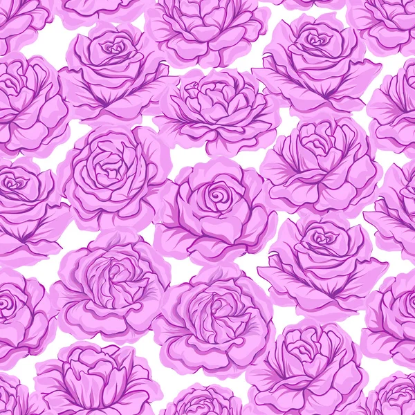 Seamless pattern, background with pink roses, isolated on white — Stock Vector