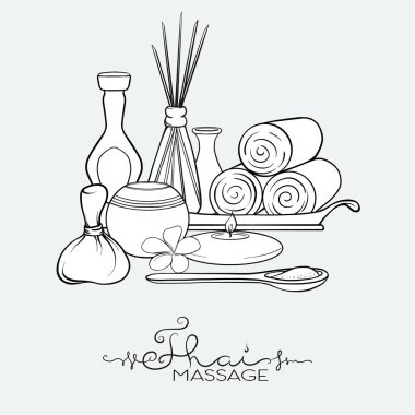 Tay masajı için öğeleri kümesi. Hisse senedi vektör çizim.