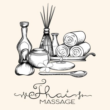 Tay masajı için öğeleri kümesi. Hisse senedi vektör çizim.