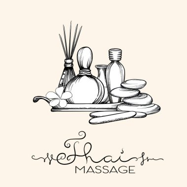 Tay masajı için öğeleri kümesi. Hisse senedi vektör çizim.