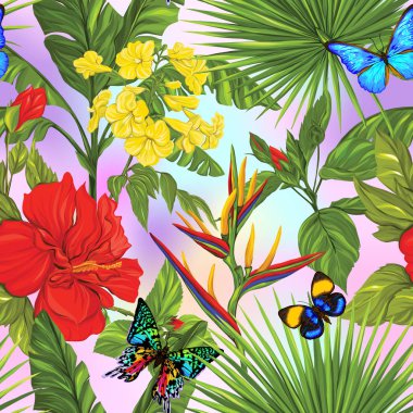 Vektör Dikişsiz desen, renkli arka plan ile kelebekler