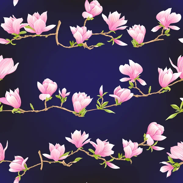 Padrão sem costura com flores de magnólia rosa. Ilustração vetorial . —  Vetores de Stock