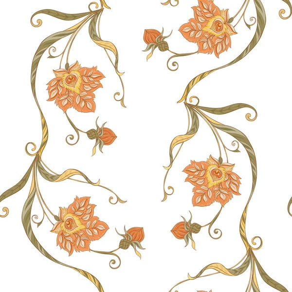 Motif floral sans couture, fond Dans le style art nouveau, — Image vectorielle