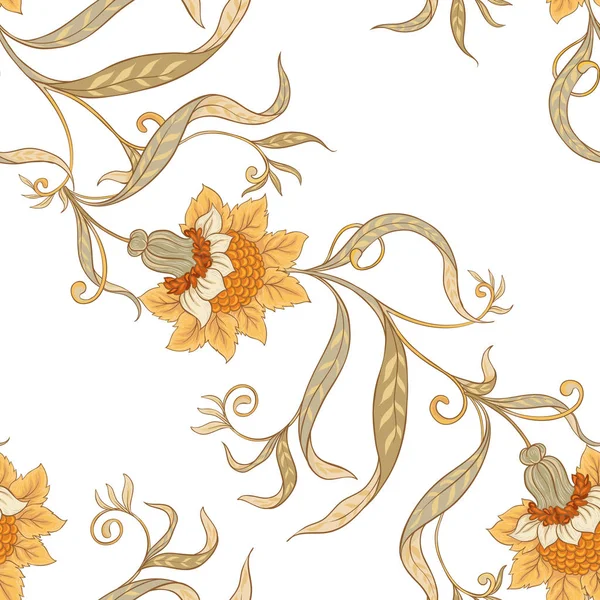 Patrón sin costura floral, fondo en estilo art nouveau, — Archivo Imágenes Vectoriales