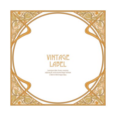 Ürün veya kozmetik art nouveau tarzında, vintage, eski, retro tarzı için etiket.