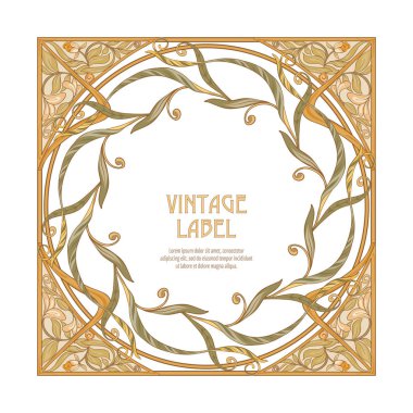 Ürün veya kozmetik art nouveau tarzında, vintage, eski, retro tarzı için etiket.