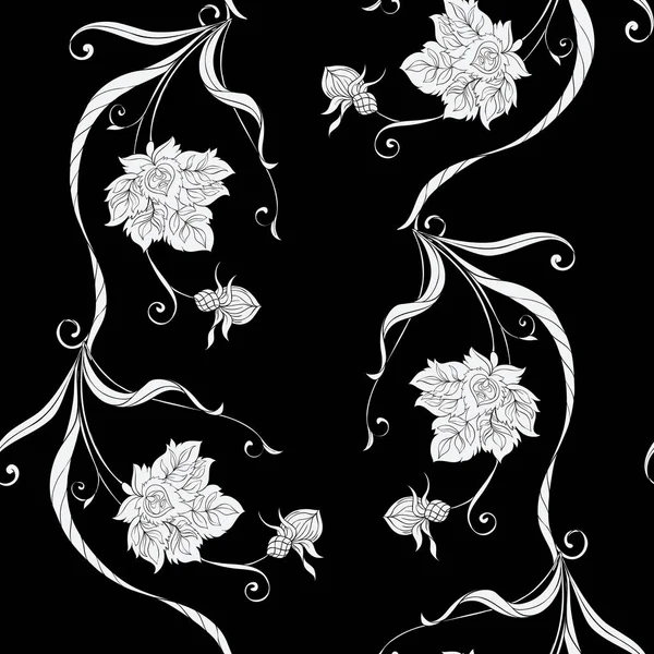 花のシームレスなパターン、背景｜アール・ヌーヴォー様式, — ストックベクタ