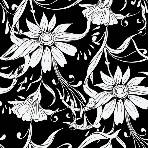 Floral nahtlose Muster, Hintergrund im Jugendstil, — Stockvektor