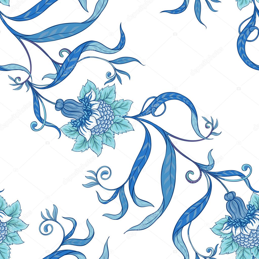 Floral seamless pattern, background  In art nouveau style,