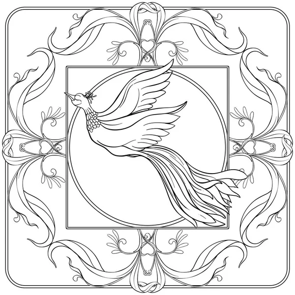 Афіша, фон з декоративними квітами і птахами в стилі модерн — стоковий вектор