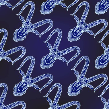 Dikişsiz desen, etnik desenli süslü hayvan ile arka plan