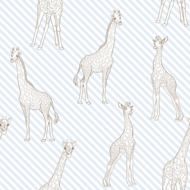 Zürafa ile Seamless modeli. Vektör çizim.