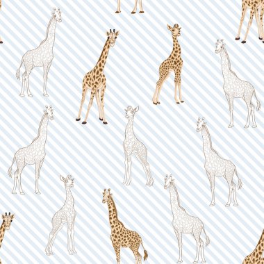 Zürafa ile Seamless modeli. Vektör çizim.