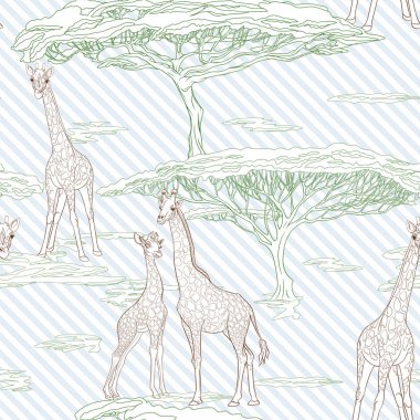 Zürafa ile Seamless modeli. Vektör çizim.