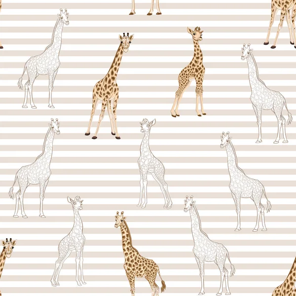 Zürafa ile Seamless modeli. Vektör çizim.