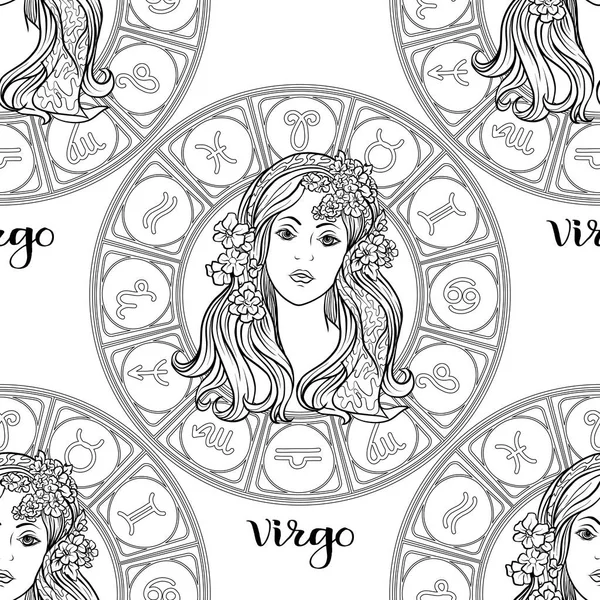 Modello Senza Cuciture Con Simboli Oroscopo Segni Dello Zodiaco Illustrazione — Vettoriale Stock