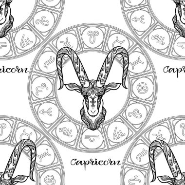Bir Astroloji, zodyak işaretleri sembolleri ile Seamless modeli