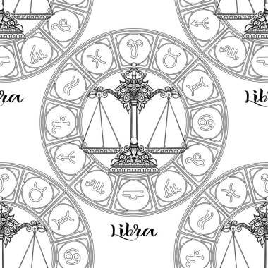 Bir Astroloji, zodyak işaretleri sembolleri ile Seamless modeli