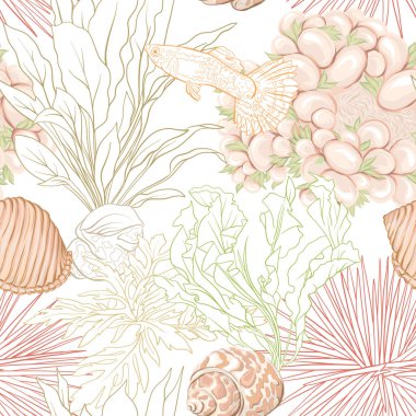 Deniz dünya seamless modeli, arka plan. Hisse senedi vektör çizim.