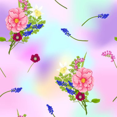 Floral seamless pattern, background with spring flowers.  clipart