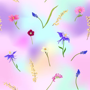 Çiçek seamless modeli, arka plan bahar çiçekleri ile. 