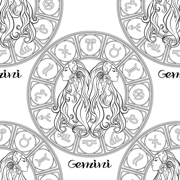 Bir Astroloji, zodyak işaretleri sembolleri ile Seamless modeli