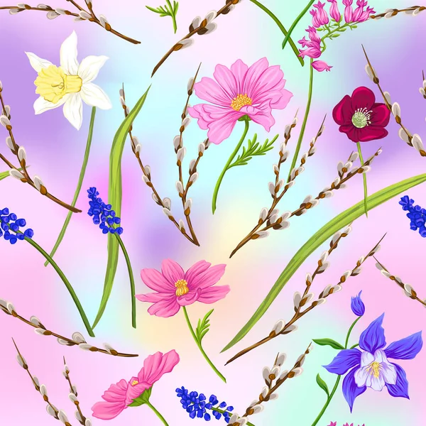Çiçek seamless modeli, arka plan bahar çiçekleri ile. 