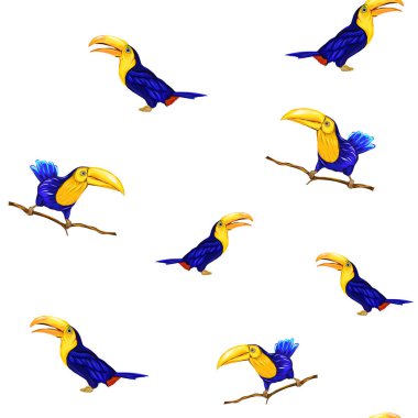 Dikişsiz desen, kuşlar ile arka plan. Vektör çizim