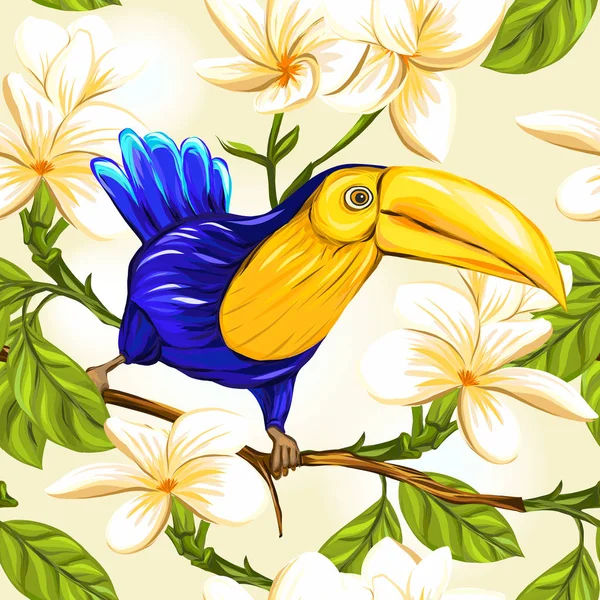 Dikişsiz desen, arka plan beyaz plumeria ile