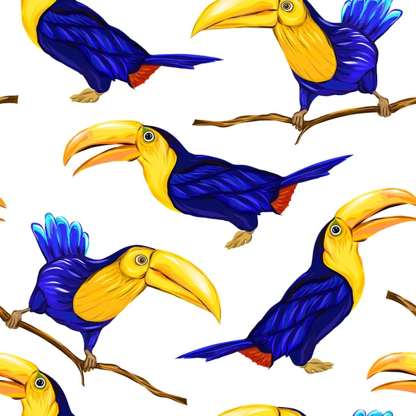 Naadloze patroon, achtergrond met vogels. Vectorillustratie — Stockvector