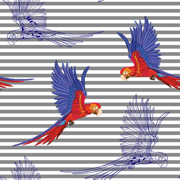 无缝模式, 背景与鸟类。矢量插图 — 图库矢量图片