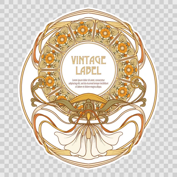 Label for food products or cosmetics in art nouveau style. — Stock Vector