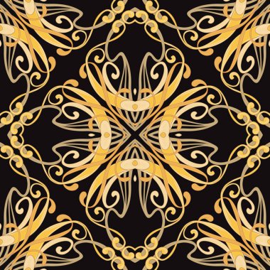 Dikişsiz desen, art nouveau tarzında çiçek süsleme ile arka plan, 