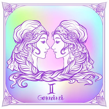 Zodyak işareti. Astrolojik burç koleksiyonu. Vektör çizim