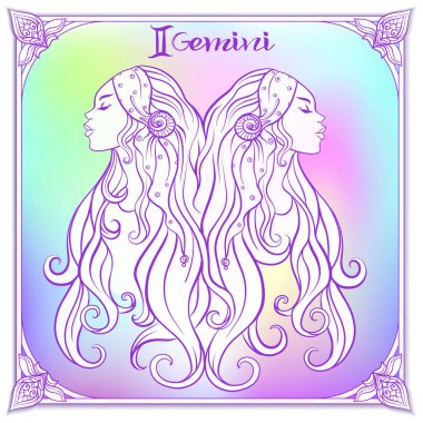 Zodyak işareti. Astrolojik burç koleksiyonu. Vektör çizim