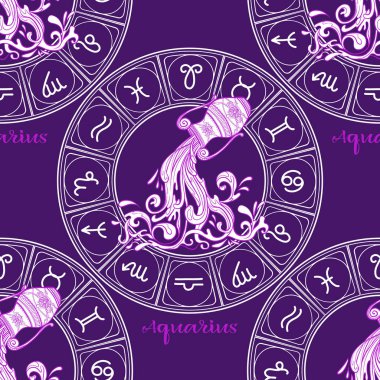 Bir Astroloji, zodyak işaretleri sembolleri ile Seamless modeli
