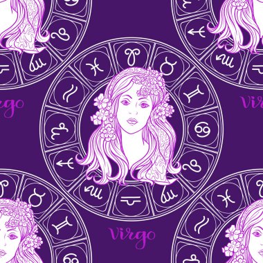 Bir Astroloji, zodyak işaretleri sembolleri ile Seamless modeli