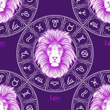 Bir Astroloji, zodyak işaretleri sembolleri ile Seamless modeli