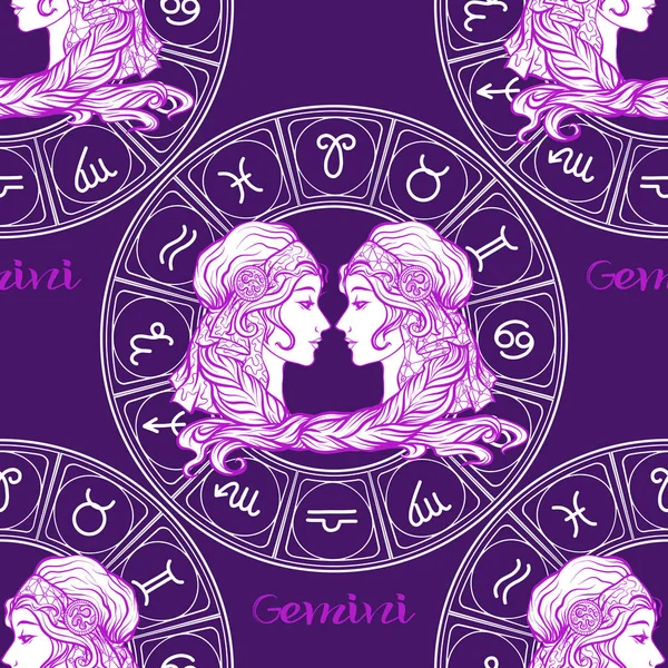 Bir Astroloji, zodyak işaretleri sembolleri ile Seamless modeli