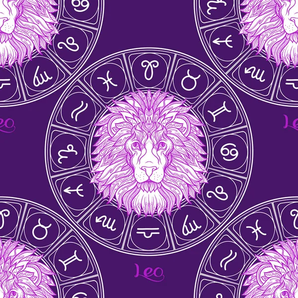 Wzór z symbolami horoskop, znaki zodiaku — Wektor stockowy
