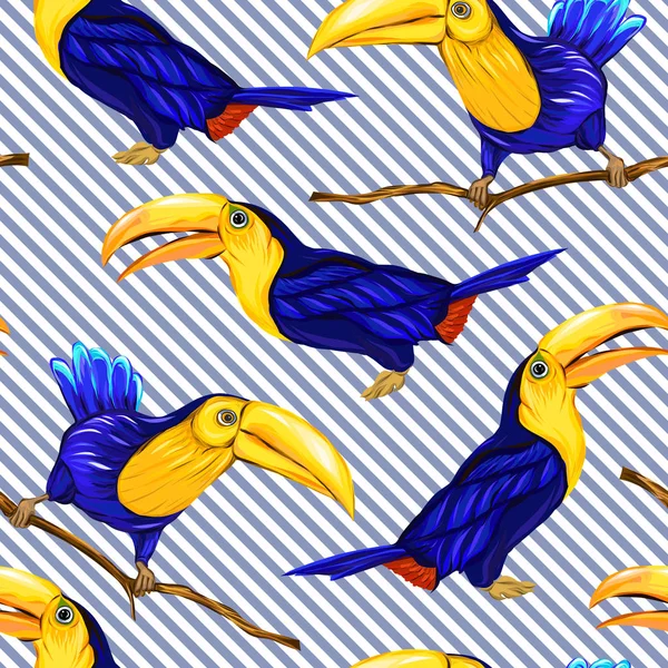 Seamless mönster, bakgrund med fåglar. Vektorillustration — Stock vektor