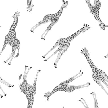 Zürafa ile Seamless modeli. Vektör çizim.