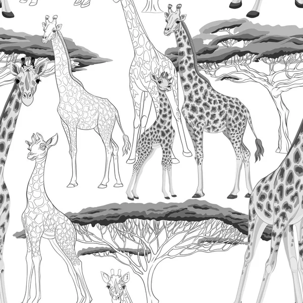 Бесшовный рисунок с жирафом. Векторная иллюстрация . — стоковый вектор