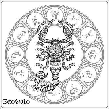 Zodyak işareti. Astrolojik burç koleksiyonu. Vektör çizim