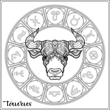 Zodyak işareti. Astrolojik burç koleksiyonu. Vektör çizim