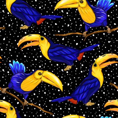 Dikişsiz desen, kuşlar ile arka plan. Vektör çizim