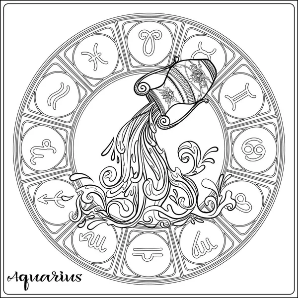 Zodiac tecken. Astrologiska horoskop samling. Vektorillustration — Stock vektor