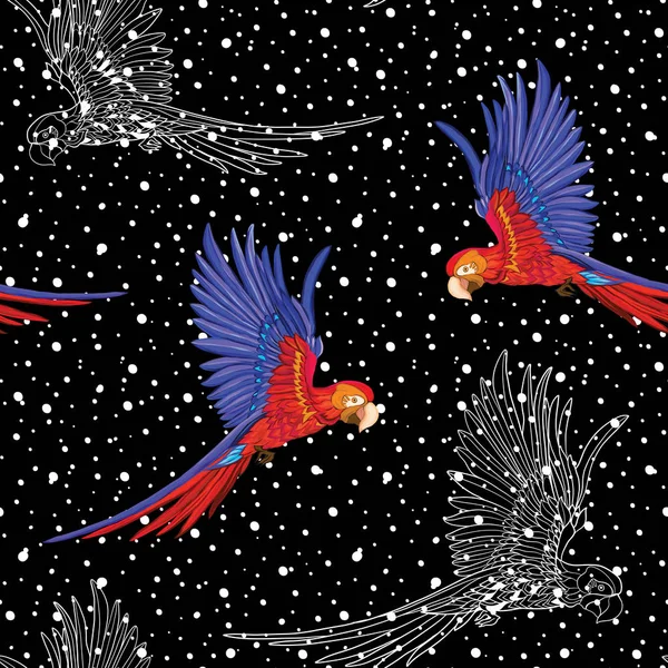 Patrón sin costuras, fondo con pájaros. Ilustración vectorial — Archivo Imágenes Vectoriales
